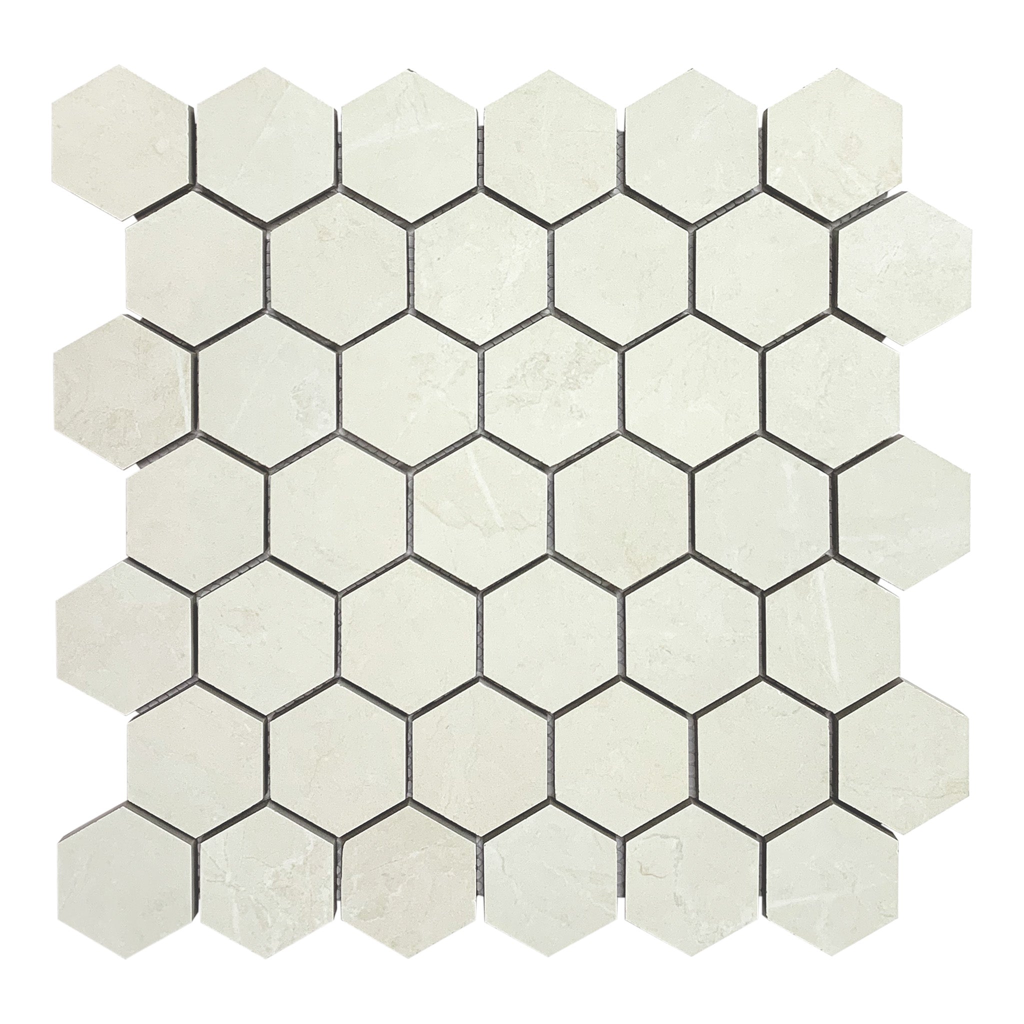 2x2 La Mallorca Hexagon Crete Ivory Porcelain Polished Mosaic