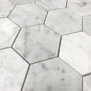 3x3 Italian Bianco Capri Hexagon Honed Marble Mosaic Final Sale