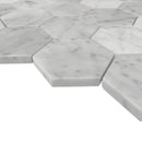 3x3 Italian Bianco Capri Hexagon Honed Marble Mosaic Final Sale