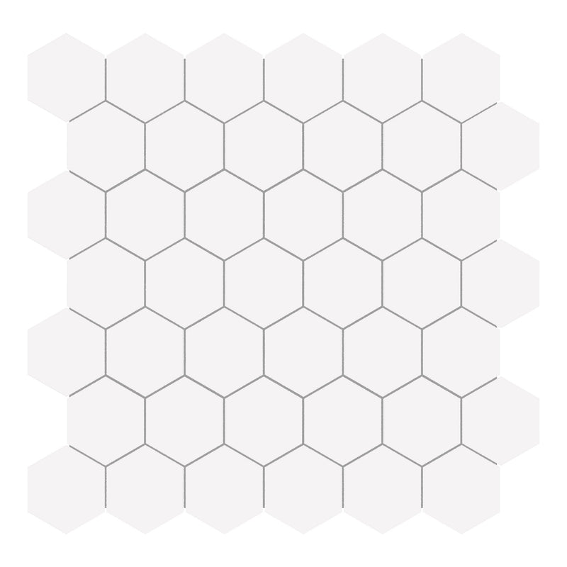 2x2 Solid Super White Hexagon Matte Porcelain Mosaic