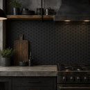 2x2 Solid Super Black Hexagon Matte Porcelain Mosaic
