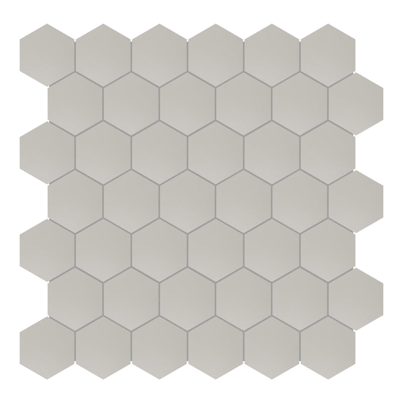 2x2 Solid Light Grey Hexagon Matte Porcelain Mosaic