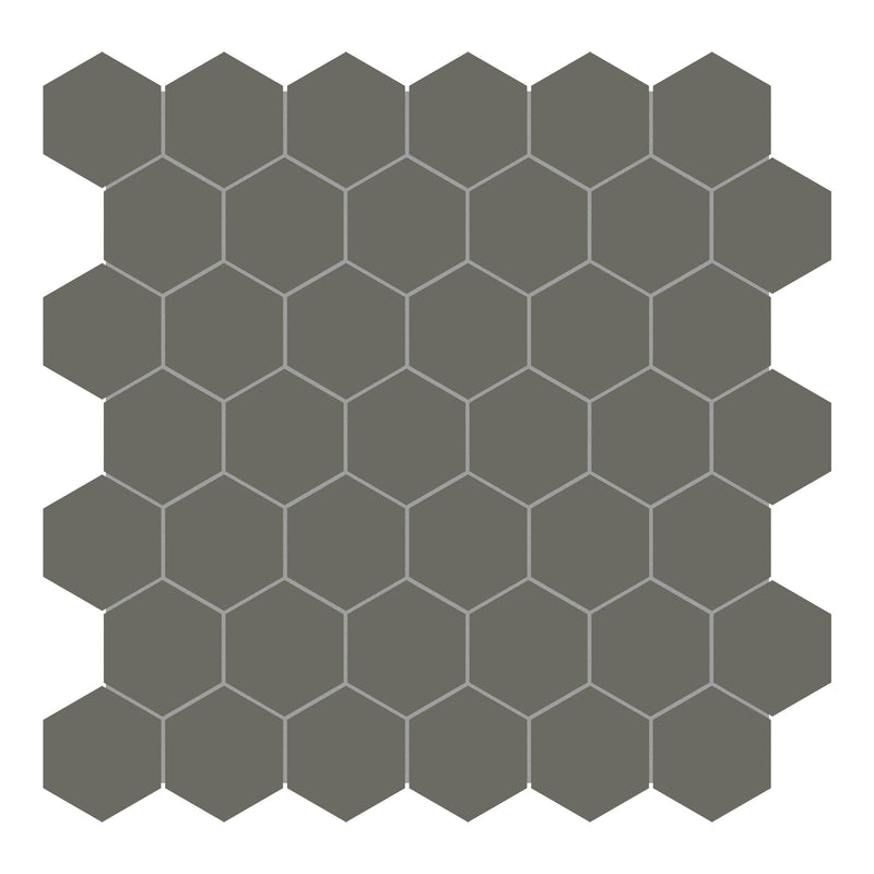 2x2 Solid Dark Grey Hexagon Matte Porcelain Mosaic