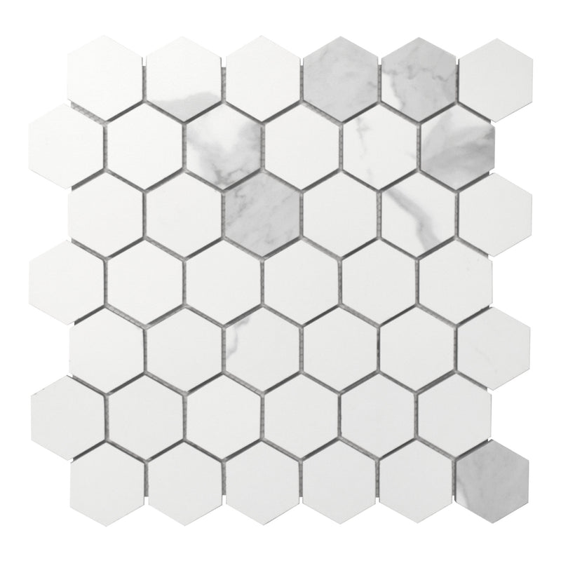 2x2 La Mallorca Milano Bianco Hexagon Matte Porcelain Mosaic