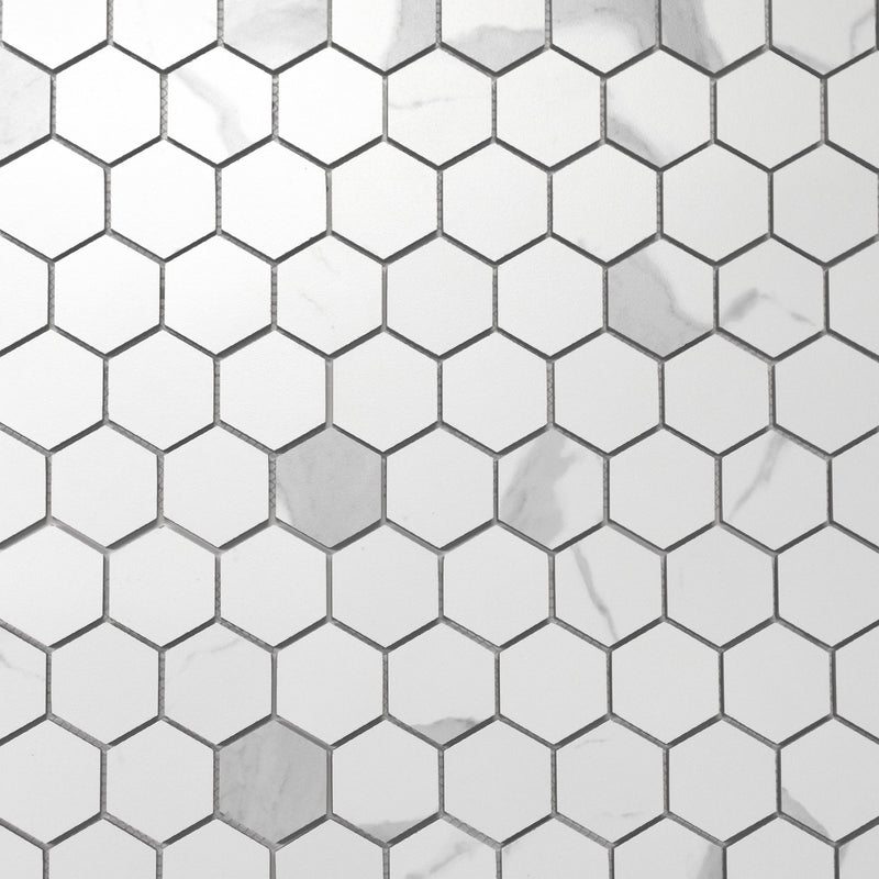 2x2 La Mallorca Milano Bianco Hexagon Matte Porcelain Mosaic