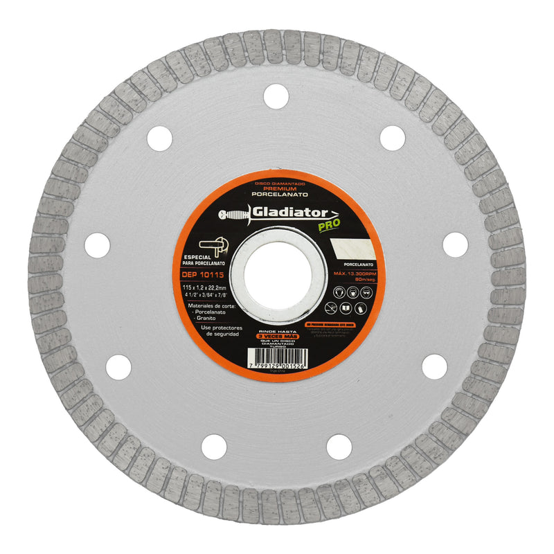 115x1.2x22.2 mm Gladiator Pro Premium Diamond Disc for Porcelain/Granite DEP10115
