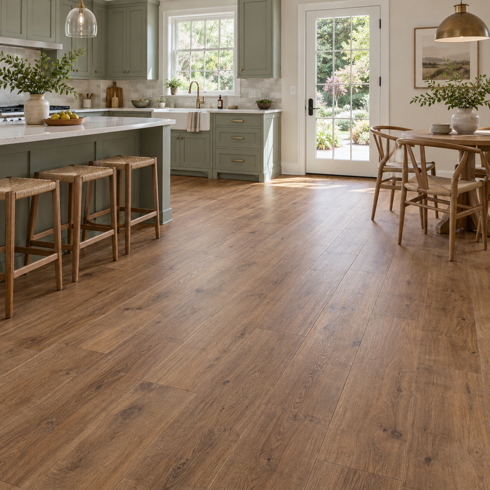 Wood-look vinyl flooring in a New Glasgow entry or basement