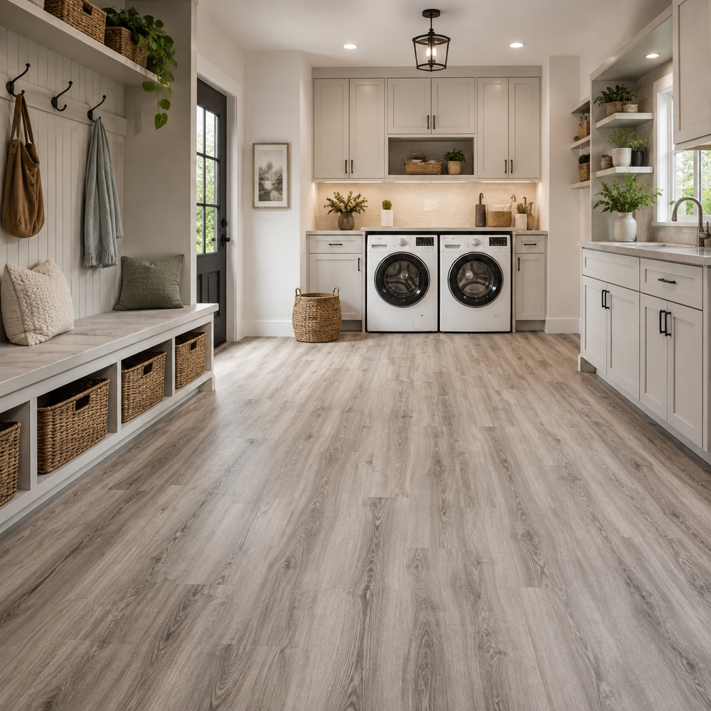 Wood-look vinyl flooring in a finished Bathurst home interior