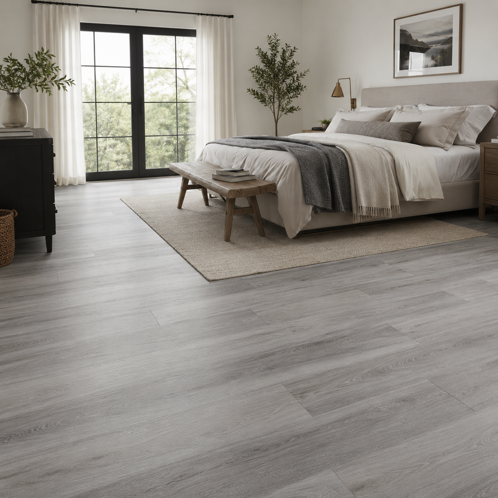 Wood-look vinyl flooring room scene for a Miramichi flooring project