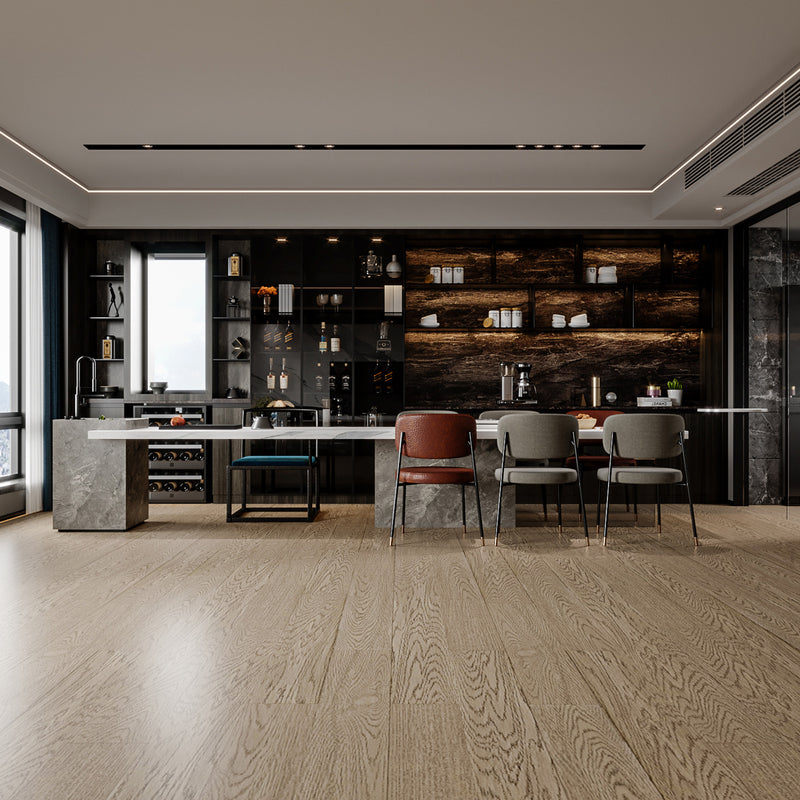 6 1/2x3/4xRL (2mm Top Layer) Elite White Oak Cashmere Wirebrushed Engineered Hardwood Final Sale