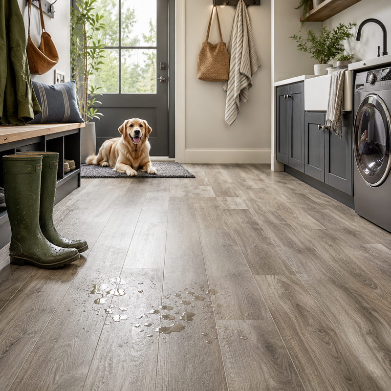 Waterproof flooring for Sussex bathrooms kitchens laundry rooms entryways and basements