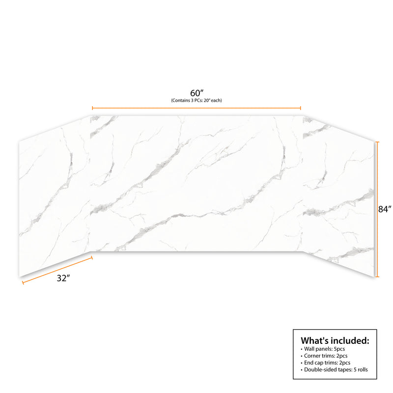 60"x32"x84" (WxDxH) Imperial White Shower Wall Panel Set -KDP3206