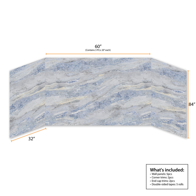 60"x32"x84" (WxDxH) Imperial Blue Shower Wall Panel Set -KDP3306