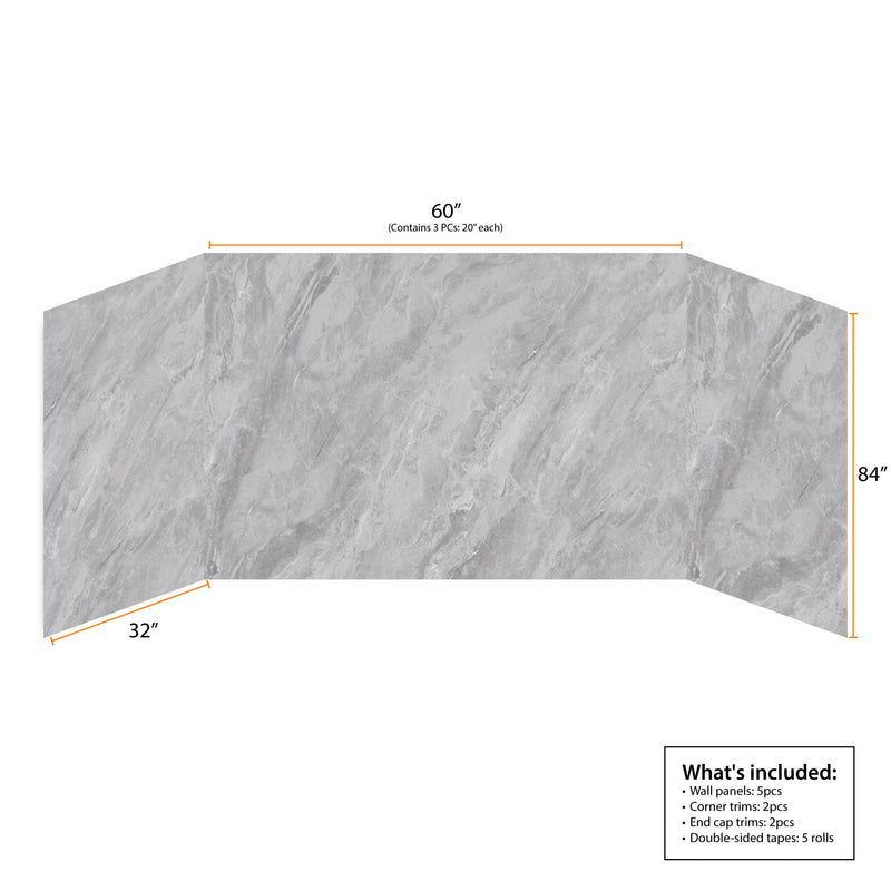 60"x32"x84" (WxDxH) Imperial Grey Shower Wall Panel Set -KDP3419