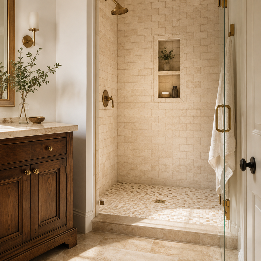 Mosaic tile in a shower or kitchen