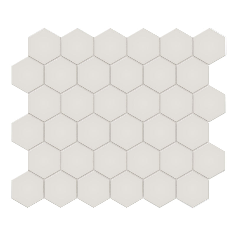 2" Architek Hexagon Light Grey Matte Glazed  Porcelain Mosaic