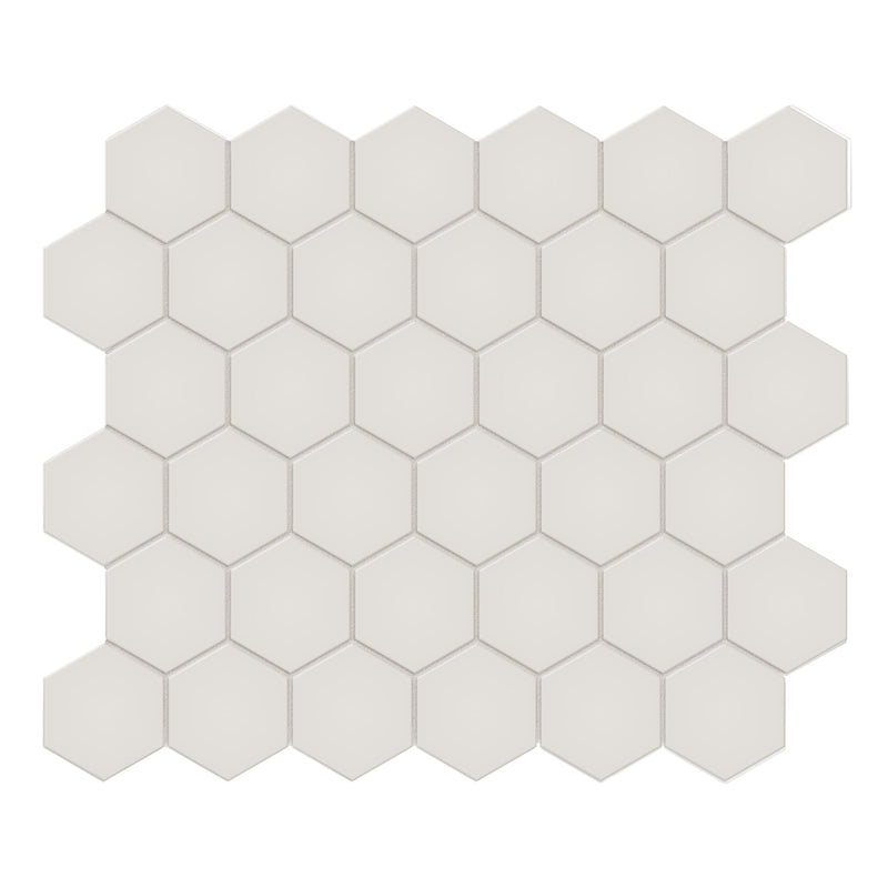 2" Architek Hexagon Light Grey Matte Unglazed  Porcelain Mosaic