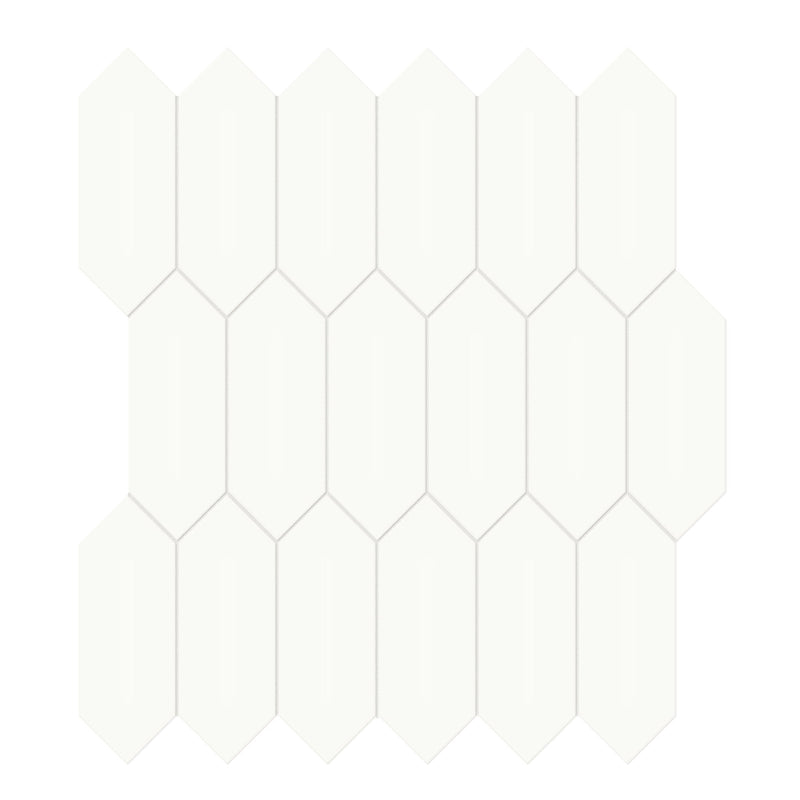 2x5 Architek White Picket Glossy Glazed Porcelain Mosaic