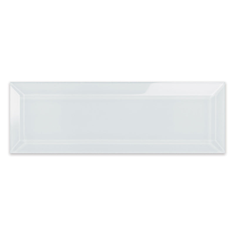 3x9 Beveled Sollenn Super White Glass Tile
