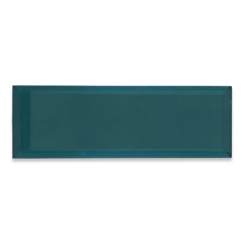 3x9 San Mauro Beveled Lush Green Glossy Glass Tile