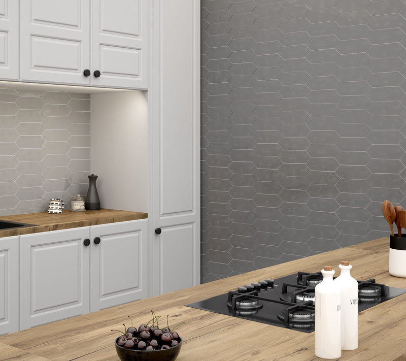 4x12 Picket Taylor Grey Ceramic Glossy Wall Tile