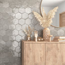 5x6 Carmen Hexagon Grey Polished Porcelain Tile