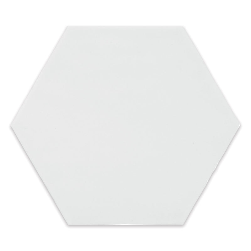 6" Ara Moda Hexagon Cloud White Glossy Pressed Glazed Ceramic Wall Tile