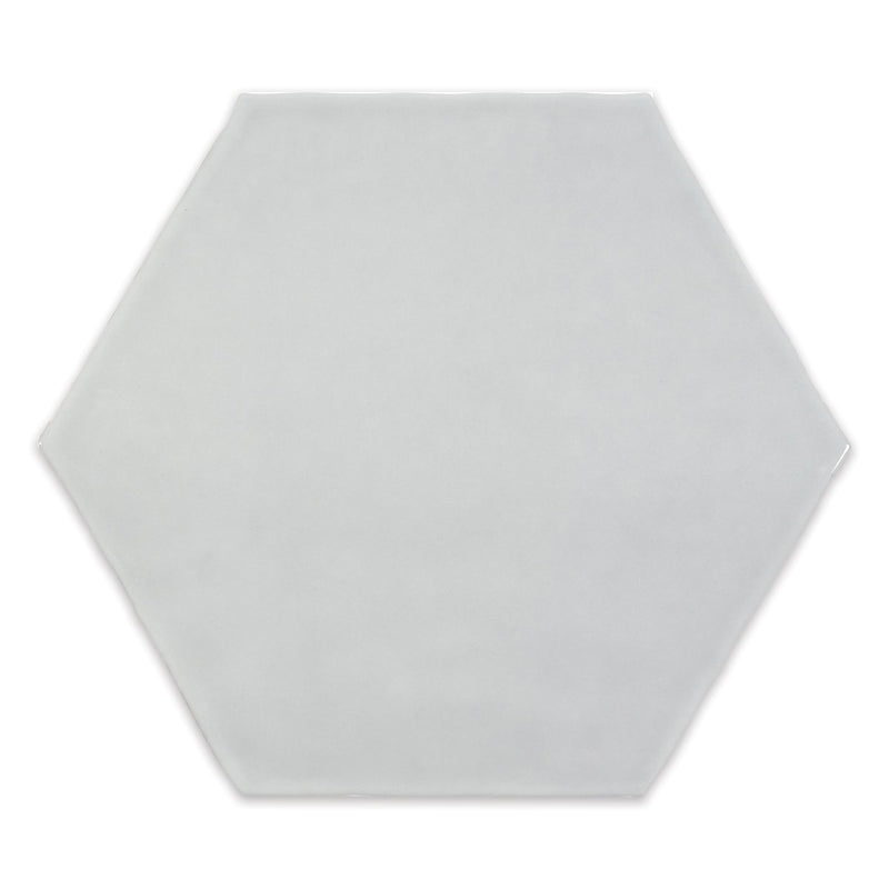 6" Ara Moda Hexagon Metropolitan Grey Glossy Pressed Glazed Ceramic Wall Tile