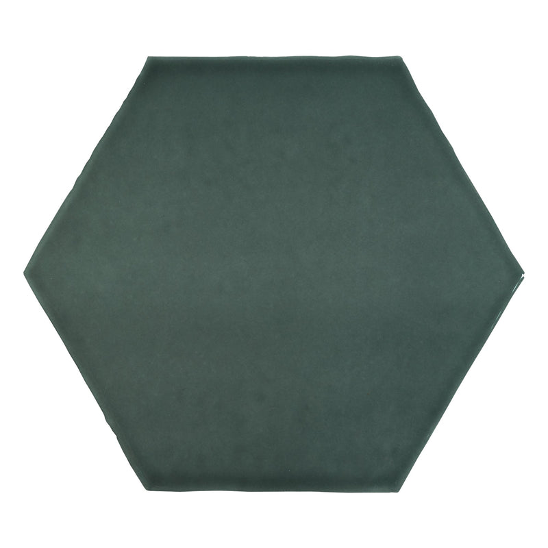 6" Ara Moda Hexagon Hunter Green Glossy Pressed Glazed Ceramic Wall Tile
