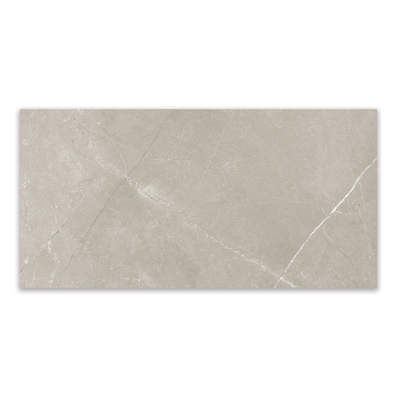 6x12 Klasiko Light Grey Porcelain Glossy Tile