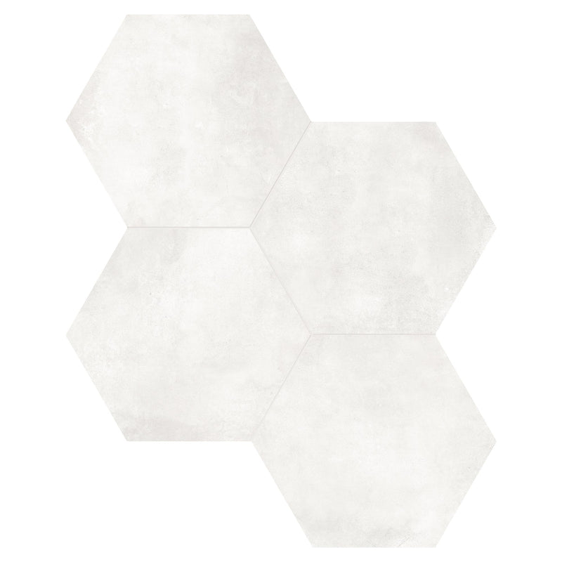 7x8 Hexagon Format Light Grey Porcelain Matte Tile
