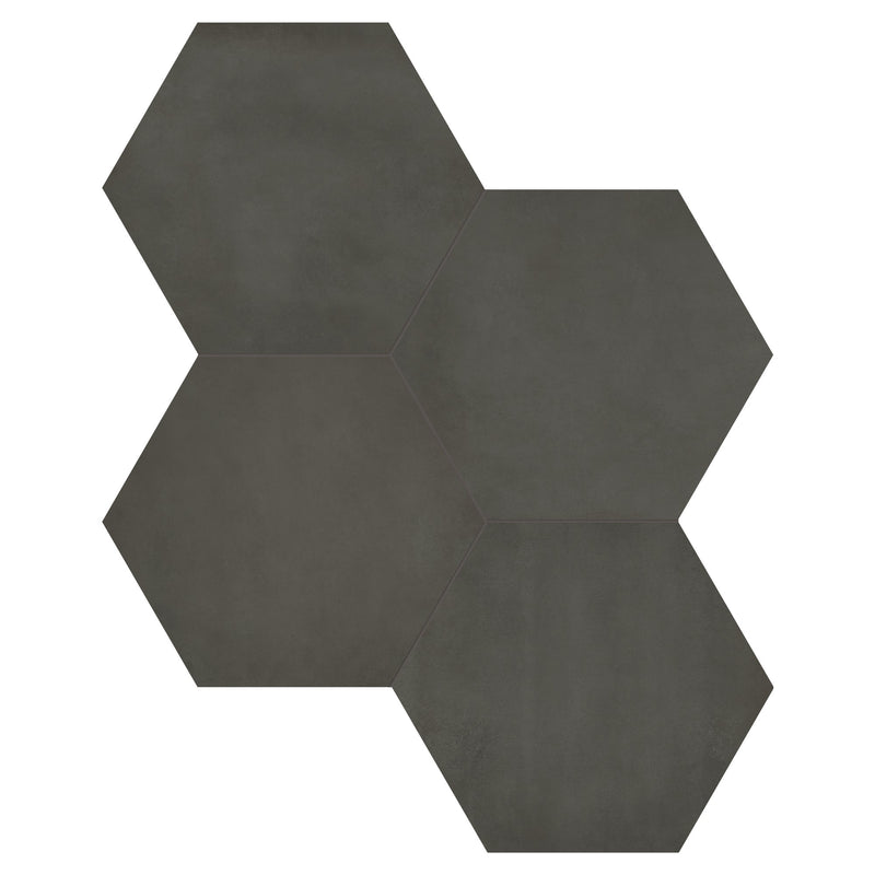 7x8 Hexagon Format Black Porcelain Matte Tile