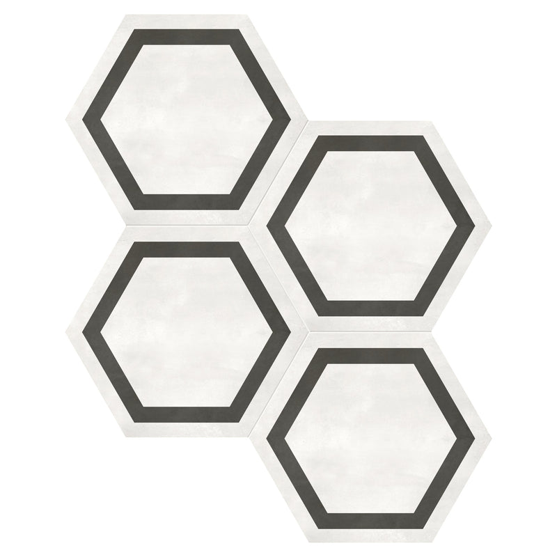 7x8 Hexagon Format Light Grey Porcelain Matte Tile