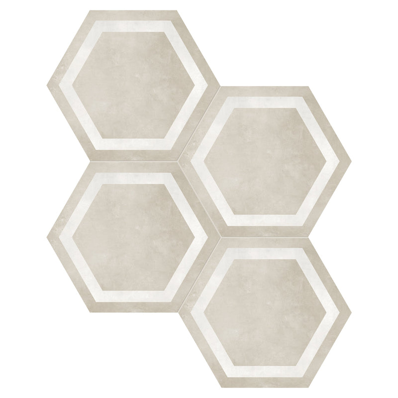 7x8 Hexagon Format Beige Porcelain Matte Tile