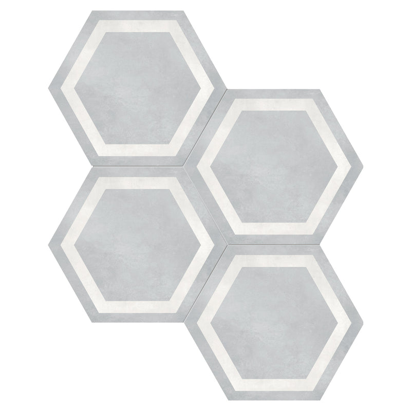 7x8 Hexagon Format Blue Porcelain Matte Tile