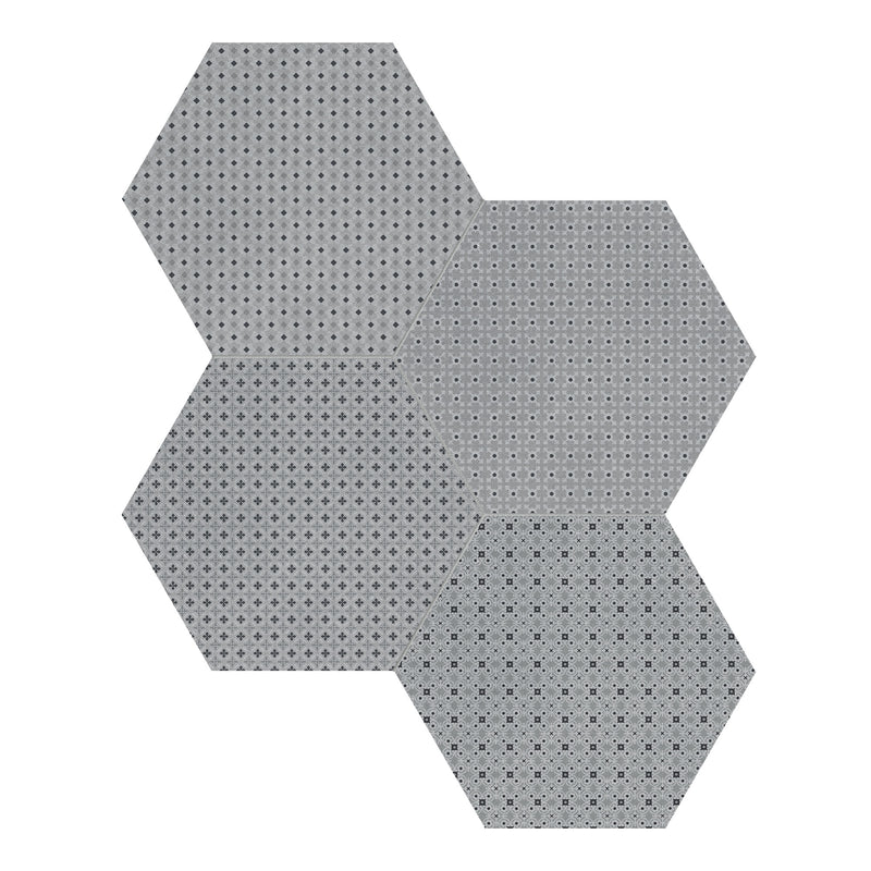 8.5" Drapery Cashmere Blend Hexagon Matte Pressed Glazed Porcelain Tile