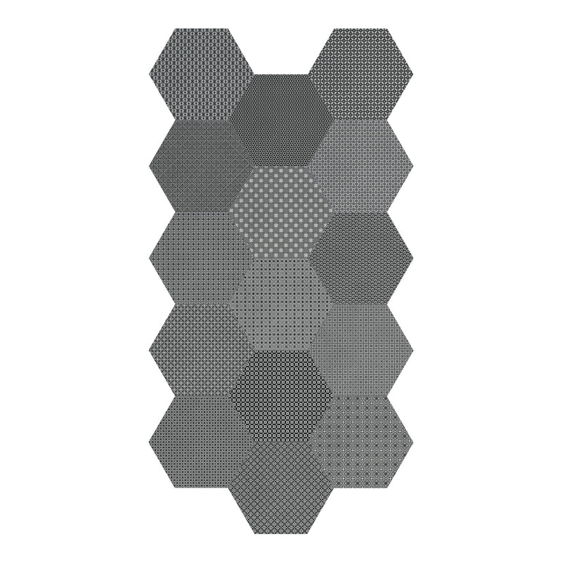 8.5" Drapery Silk Blend Hexagon Matte Pressed Glazed Porcelain Tile
