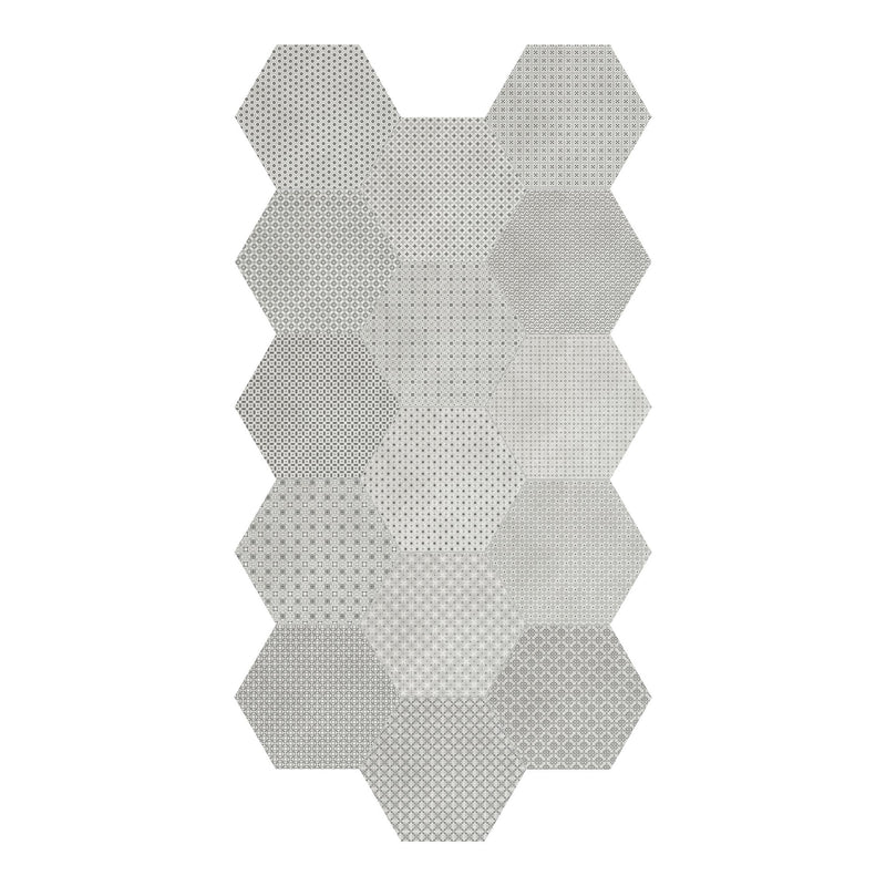 8.5" Drapery Wool Blend Hexagon Matte Pressed Glazed Porcelain Tile