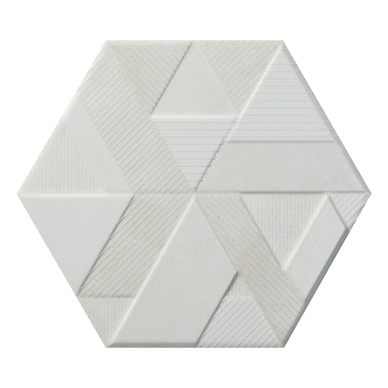10x10 Palermo Decor Hexagon Blanco Porcelain Wall Tile Final Sale