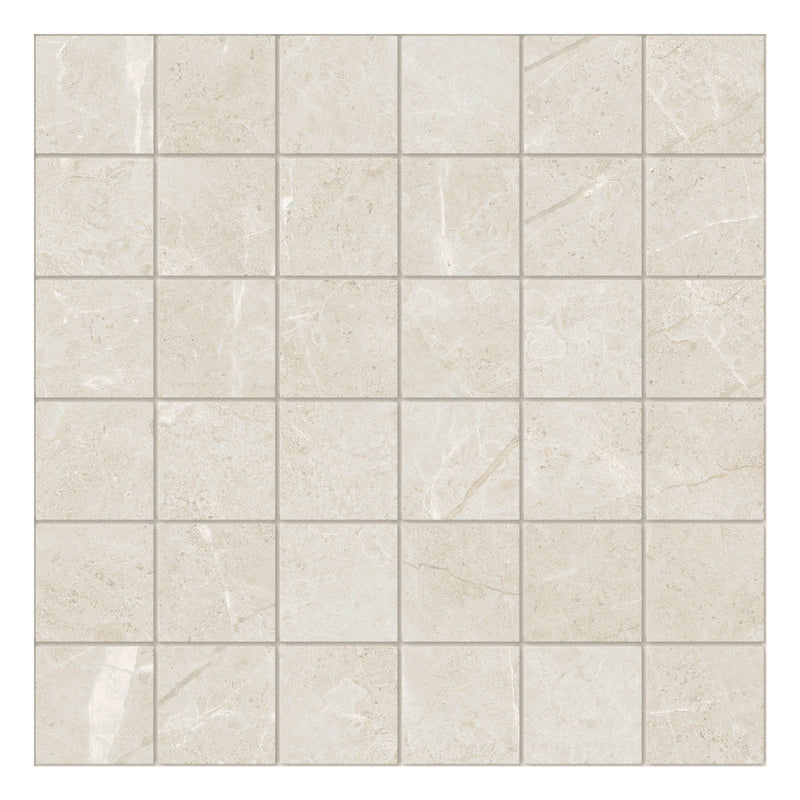 2x2 Natural Light Beige Porcelain Matte Mosaic