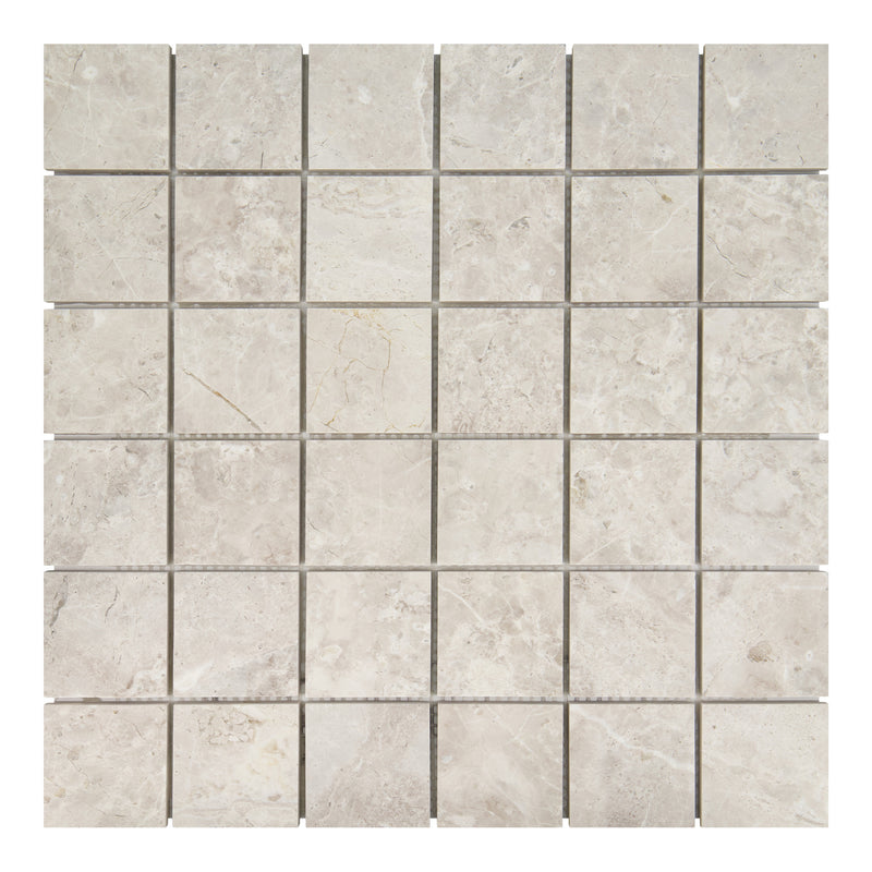 2x2 Silver Grey Marble Honed Mosaic FINAL SALE