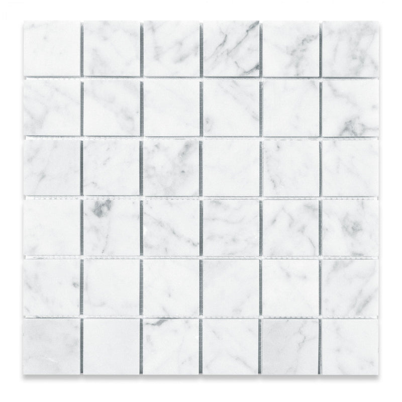 2x2 Italian Bianco Capri Polished Carrara Marble Mosaic Final Sale