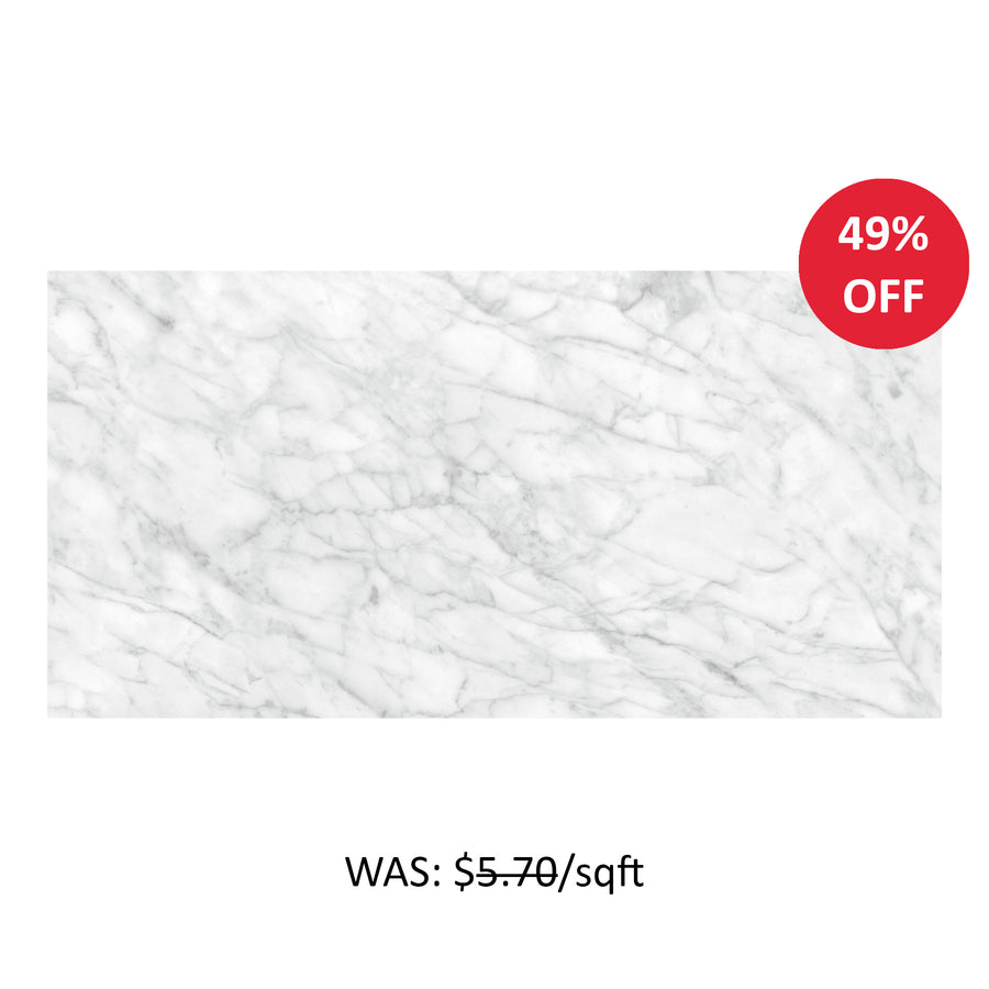 24x48 Caskata Carrara Polished  Rectified Glazed Porcelain Tile
