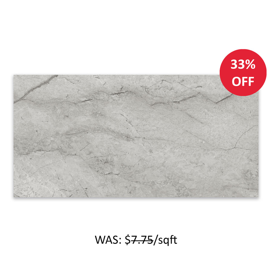 24x48 Antonella Marblito Silver Porcelain Polished Tile