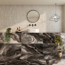 24x48 Watercolor Grey Polished Porcelain Tile