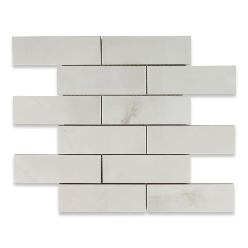 2x6 La Mallorca Acadia White Brick Polished Porcelain Mosaic