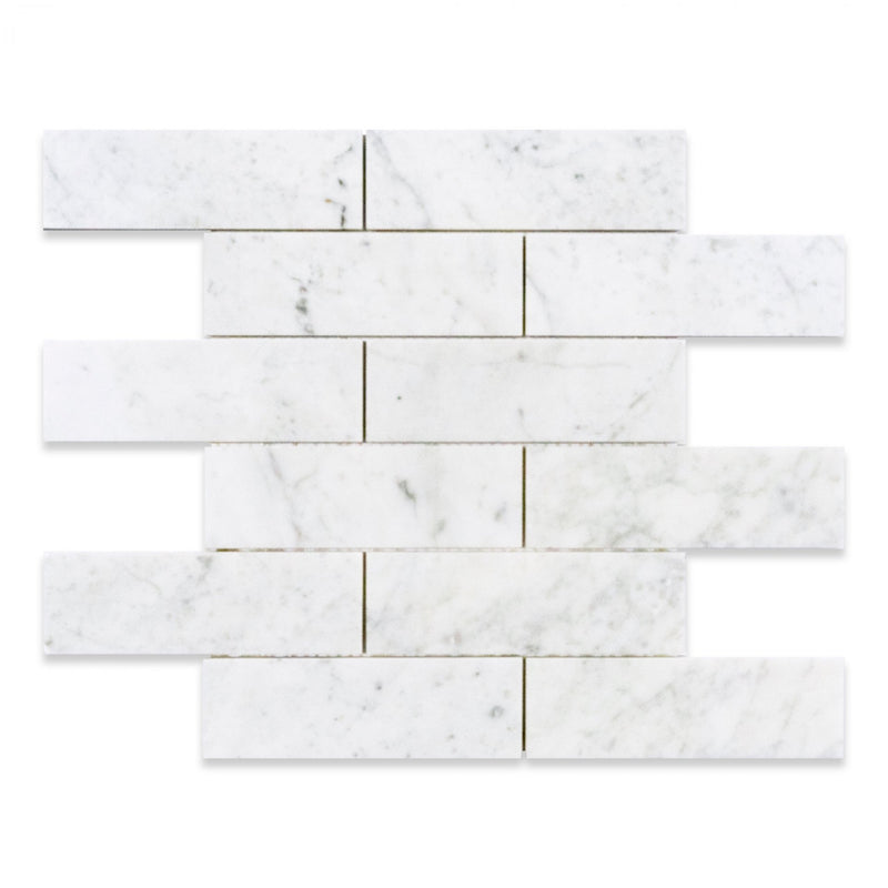 2x6 Italian Bianco Carrara Honed Marble Mosaic Final Sale