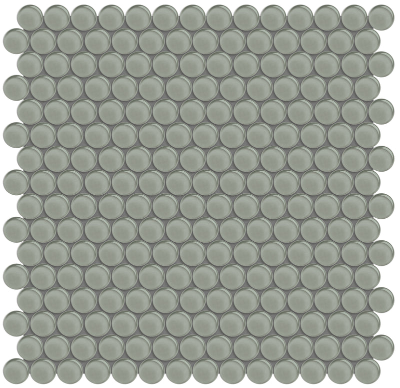 Penny Round Sollenn Taupe Glass Mosaic