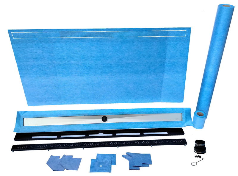 32x60 Linear Shower Kit w/ 54" Black Wall Drain Final Sale