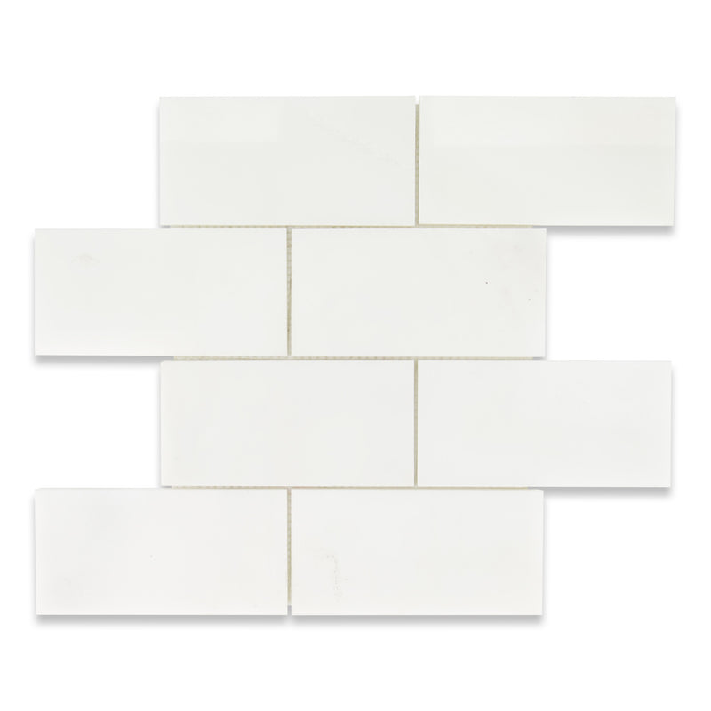3x6 Italian Bianco Capri  Polished Carrara Marble Mosaic Final Sale